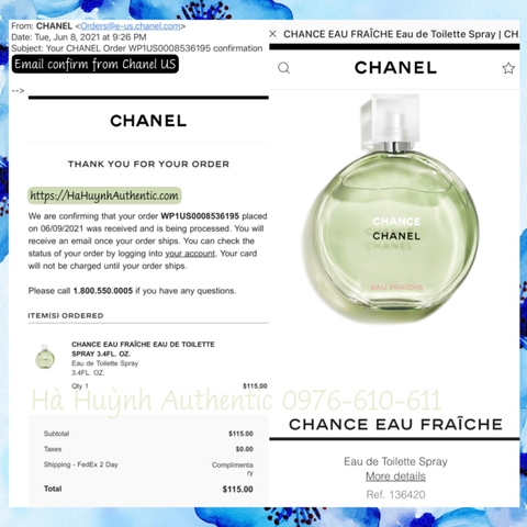 Nước hoa nữ CHANEL Chance eau fraîche Eau de Toilette Spray