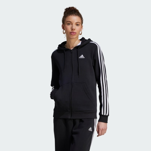 [ ADIDAS ] ESSENTIALS 3-STRIPES FULL-ZIP FLEECE HOODIE