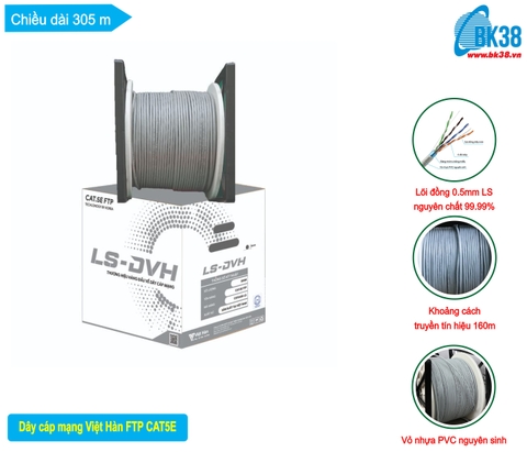 Dây cáp mạng Việt Hàn FTP CAT5E - Vỏ màu ghi