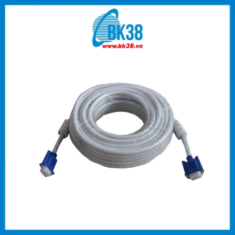 Cáp VGA 10-50M (Trắng, 2 cục chống nhiễu)