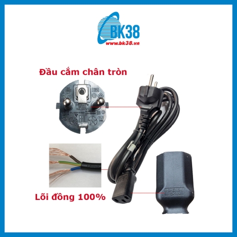 Dây nguồn PC 2 chân tròn 1,8m (zin, đồng 3x0.75mm)