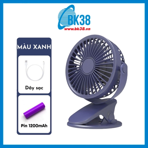Quạt tích điện mini kẹp bàn + Pin và dây sạc