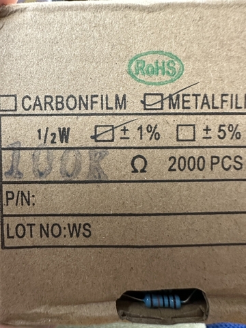 Điện trở vạch 1/2W 100K 1% (Combo 10con)