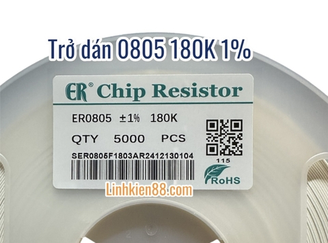 Điện trở dán 0805 180K 1% (dây 50con)