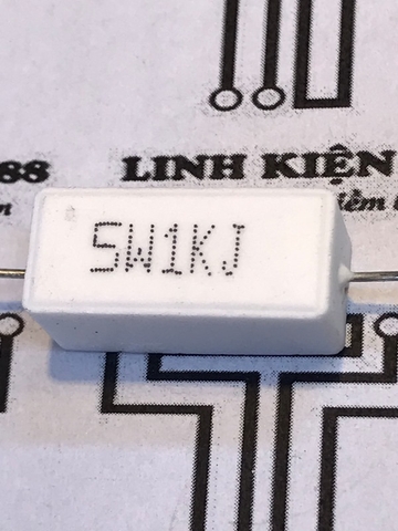 Điện Trở Cắm Sứ Trắng 5W 1K Dáng Nằm