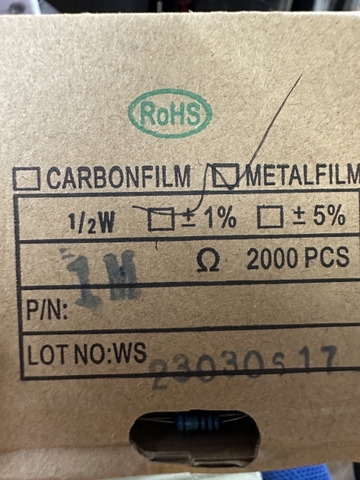 Điện trở vạch 1/2W 1M 1% (Combo 10con)