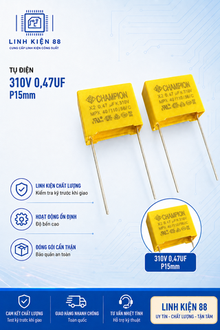 Tụ lọc nguồn 310V 0.47UF P15mm mới