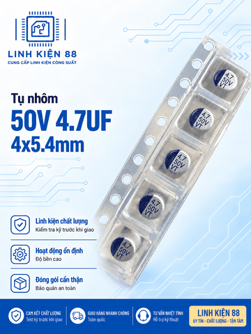 Tụ nhôm SMD 50V 4.7UF 4x5.4mm mới ( dây 10con)