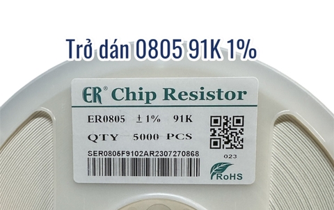 Điện trở dán 0805 91K 1% (dây 50con)