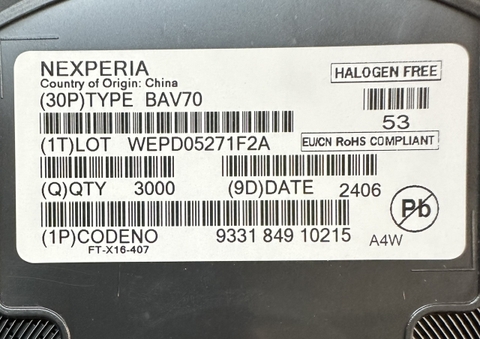 DIODE SMD CODE A4 A4W BAV70 0.2A 70V SOT-23 DÁN (GÓI 20 CON)