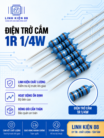 Điện trở cắm 1/4W 1R mới ( dây 20 con)