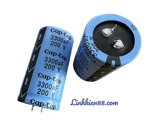 Tụ nguồn audio amly  Cap-Top 200v 3300uf 35x65mm mới