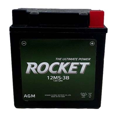ẮC QUY ROCKET KHÔ DÙNG CHO XE MÁY DREAM, AGM 12M5-3B, 12V-5AH