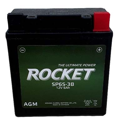 ẮC QUY KHÔ ROCKET DÙNG CHO XE MÁY DREAM, AGM SPS6-3B, 12V-60AH