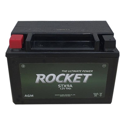 ẮC QUY KHÔ ROCKET DÙNG CHO XE MÁY SPACY, STX9A, 12V-9AH