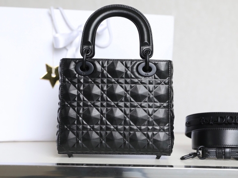 Dior SMALL LADY DIOR MY ABCDIOR BAG Black Cannage Calfskin with Diamond Motif MO538SNEA