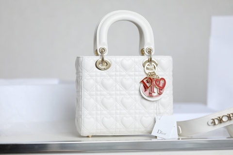 Dior SMALL LADY DIOR MY ABCDIOR BAG Latte Cannage Calfskin with hearts Motif
