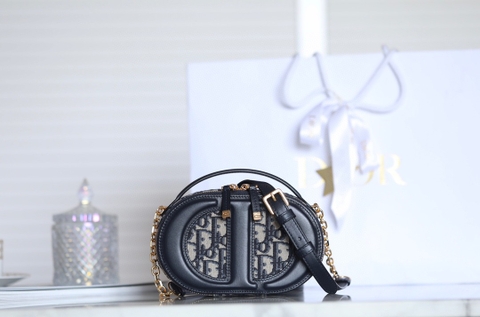 DIOR CD SIGNATURE OVAL BAG Blue Dior Oblique Jacquard M3980UTZQ