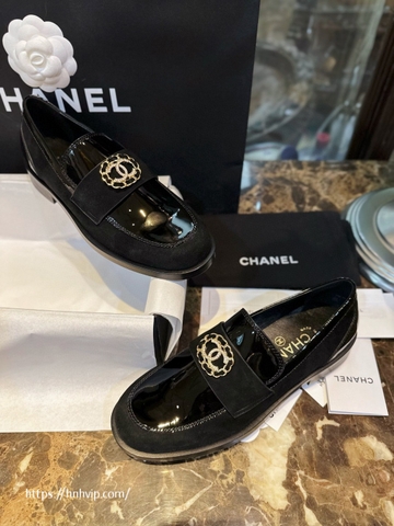 CHANEL Loafers Black Patent Calfskin G39606