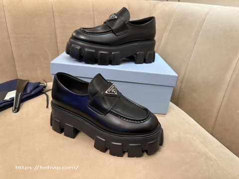 PRADA Brushed leather Monolith loafers