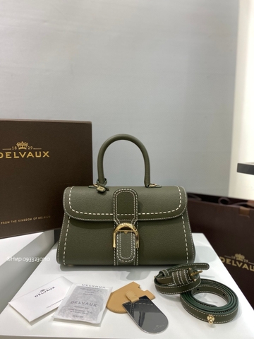 Delvaux Brillant PM Surpiqué grained Calf leather Khaki