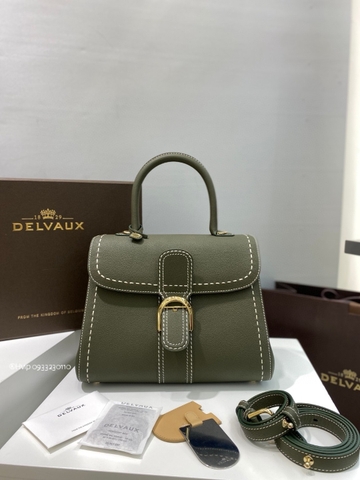 Delvaux Brillant MM Surpiqué grained Calf leather Khaki