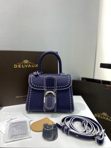 Delvaux Brillant Mini Surpiqué grained Calf leather blue