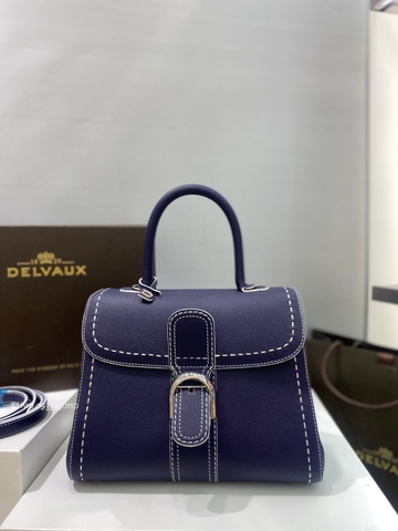 Delvaux Brillant MM Surpiqué grained Calf leather Blue