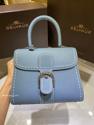 Delvaux Brillant PM Surpiqué grained Calf leather clouds blue