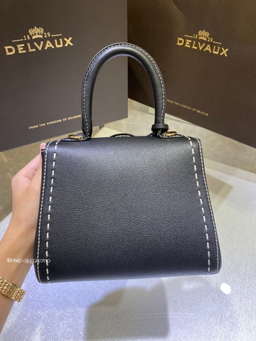Delvaux Brillant Mini Surpiqué grained Calf leather black