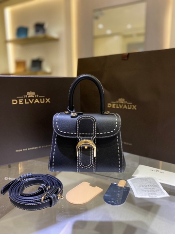 Delvaux Brillant Mini Surpiqué grained Calf leather black