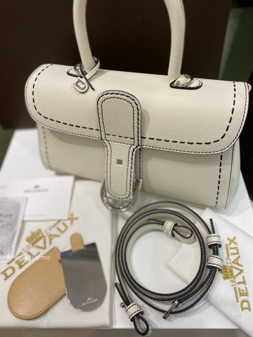 Delvaux Brillant PM Surpiqué grained Calf leather white