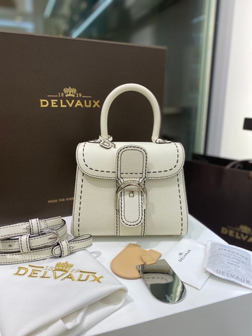 Delvaux Brillant Mini Surpiqué grained Calf leather white