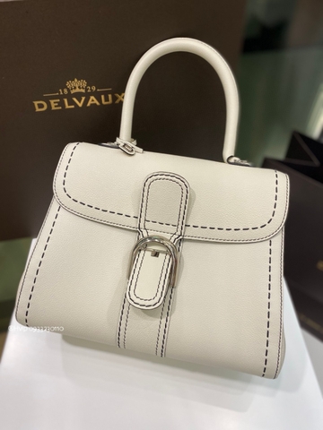 Delvaux Brillant MM Surpiqué grained Calf leather white