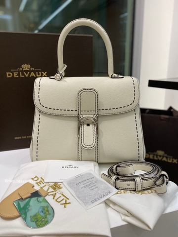 Delvaux Brillant MM Surpiqué grained Calf leather white