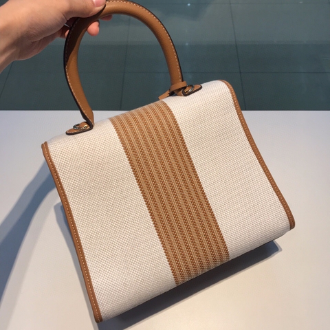 Delvaux White Toile Sangle Brillant Mm