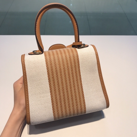 Delvaux White Toile Sangle Brillant Mini