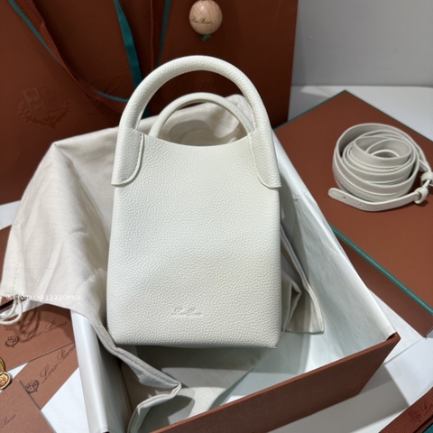 Loro Piana Micro Bale bag Grained Calfskin FAM7943 Whisper White (1615)