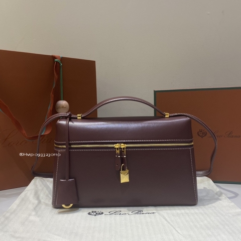 Loro Piana Extra Bag L27 Smooth Calfskin Azuki Beans (Q07N) FAN3462