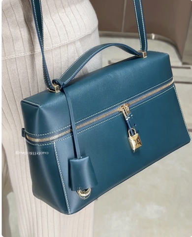 Loro Piana Extra Bag L27 Smooth Calfskin Sunday New Petrolio (705G) FAN3462