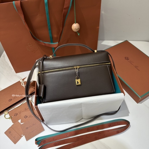 Loro Piana Extra Bag L27 Smooth Calfskin Dark Chocolate Licorice (H0KL)FAN3462