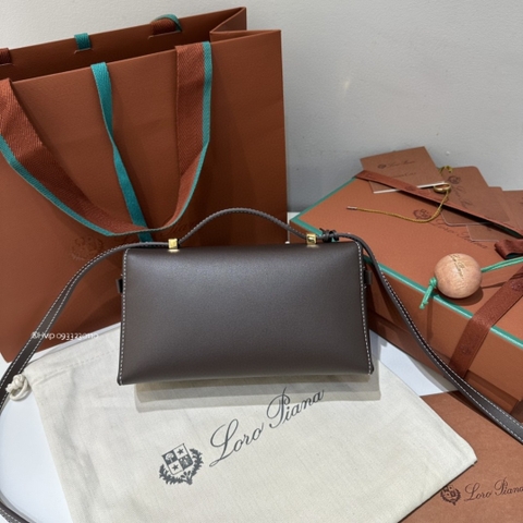 Loro Piana Extra Bag L19 Smooth Calfskin Dark Chocolate Licorice (H0KL)