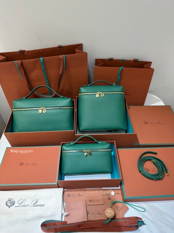 Loro Piana Extra Pocket backpack L23.5 Grained Calfskin Forest Leaves (50RT)FAN4041