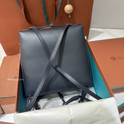 Loro Piana Extra Pocket backpack L23.5 Grained Calfskin navy blue FAN4041