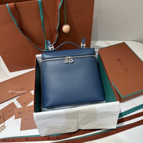 Loro Piana Extra Pocket backpack L23.5 Grained Calfskin blue FAN4041