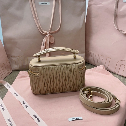 Miu Miu Matelassé nappa leather shoulder bag sand beige 5BH226_N88_F0036_V_OOO M1