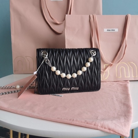 Miu Miu 5BP065 Matelassé nappa leather and crystal mini-bag M1