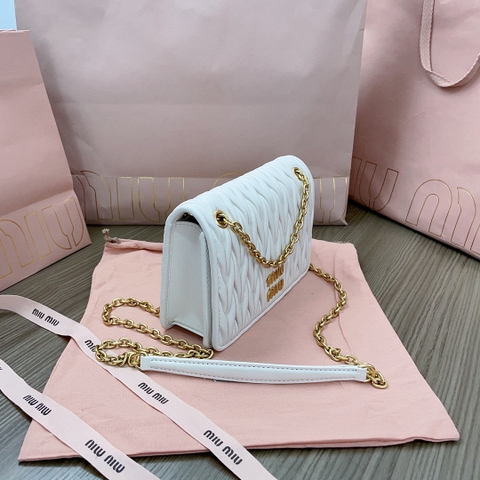 Miu Miu 5BP065 Matelassé nappa leather mini-bag sand white M1