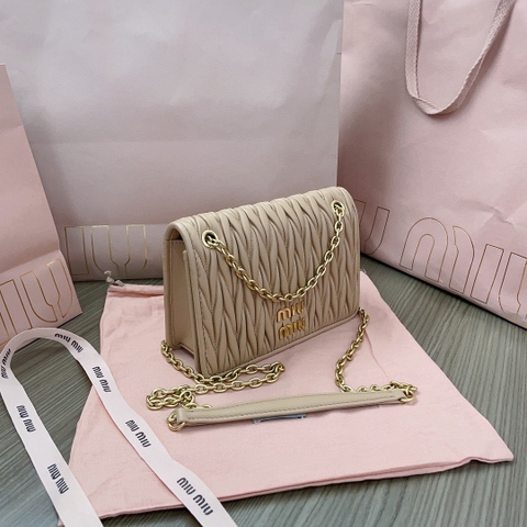 Miu Miu 5BP065 Matelassé nappa leather mini-bag sand beige M1