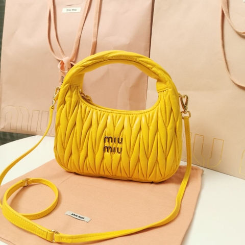 Miu Miu 5BC125 Wander matelasse nappa leather hobo bag pineapple M1